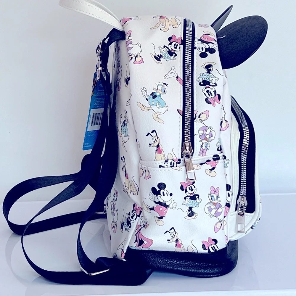 Adorable Multicolored Mickey Mouse & Friends Backpack with Iconic Ears.  NWT.